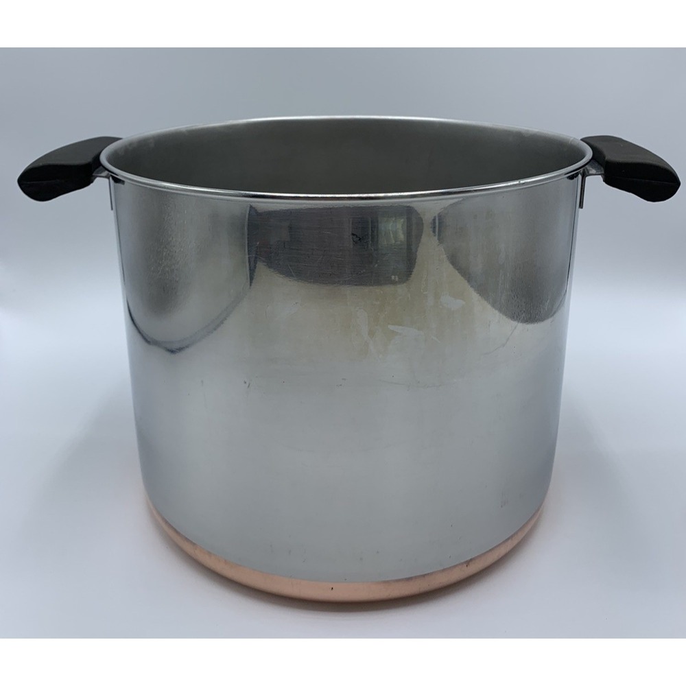 VTG Revere Ware Tall Copper Bottom 6 Qt Stock Pot Pre-1968 Double Ring NO LID